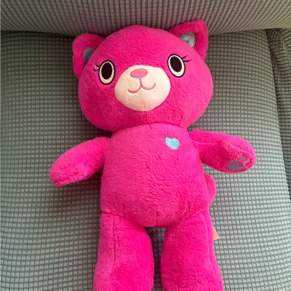 BAB Build A Bear 16" Kanu Catlynn Pink Cat Kitten Blue Heart Plush